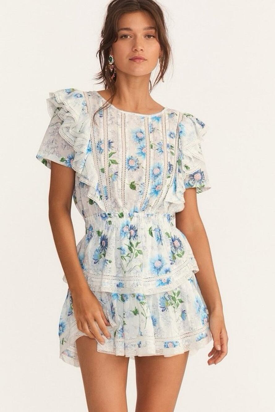 NWOT LoveShackFancy Natasha Dress Blueberry Cloud Floral Cottagecore Large